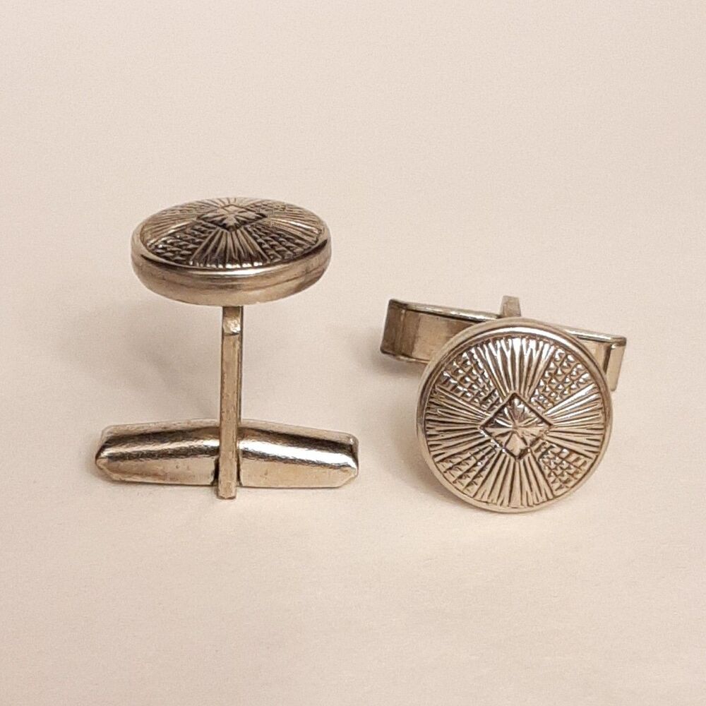 Vintage Silver Tone Men Pat. Pend. Marked Cuff Links